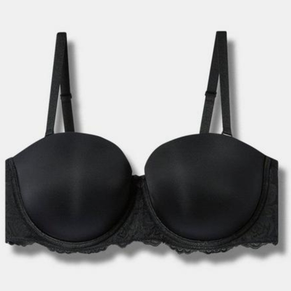 🖤 46C Size Torrid Strapless Lightly Lined Smooth Straight Back Black Bra - Picture 4 of 4